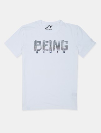 Being Human printed white mens t-shirt in cotton