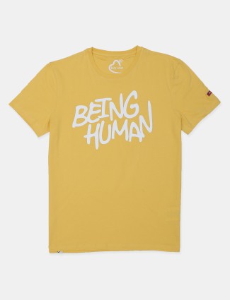 Being Human printed yellow hue cotton t-shirt