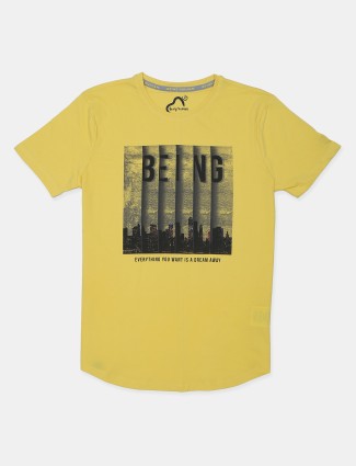 Being Human printed yellow hued t-shirt for mens
