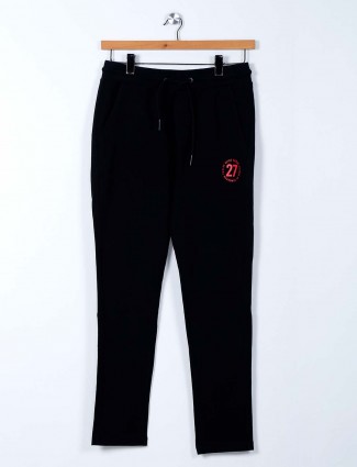 Being Human simple black cotton track pant