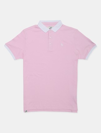 Being Human solid pink color polo t-shirt