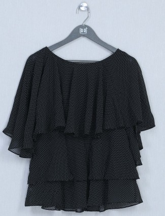 Black casual top for women in cotton