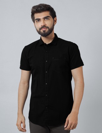 Black color casual wear cotton shirt
