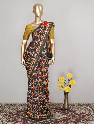 Black fabulous cotton silk saree for festive look