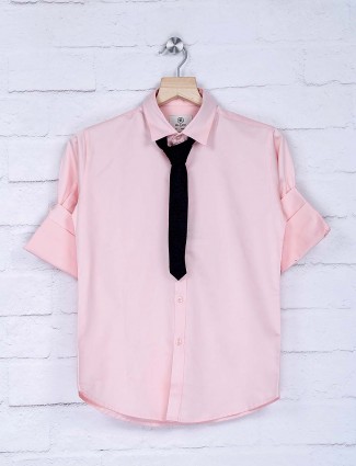 Blazo baby pink hue solid party shirt
