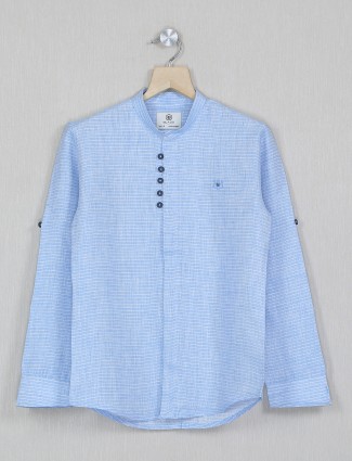 Blazo blue stripe colored printed cotton shirt