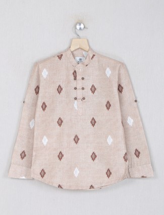 Blazo kurta style  printed grey hued cotton shirt