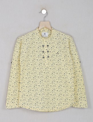 Blazo lemon yellow printed  casual wear shirt