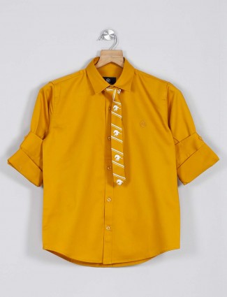 Blazo mustard yellow solid cotton shirt