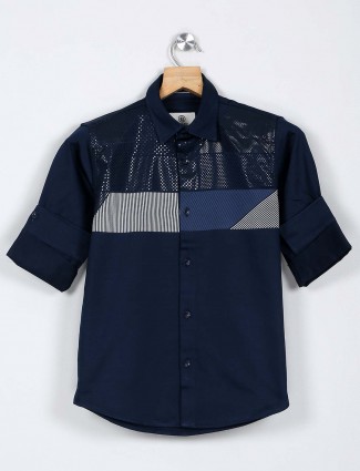 Blazo navy printed pattern full sleeve shirt