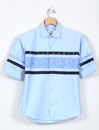 Blazo printed blue cotton shirt