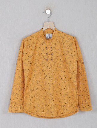 Blazo printed mustard yellow cotton shirt for boys
