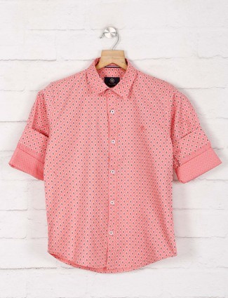 Blazo printed pink hue cotton shirt