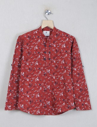 Blazo red hued cotton casual wear kurta style shirt