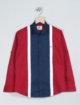 Blazo red printed cotton casual shirt for boys