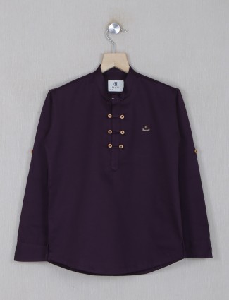 Blazo solid wine purple cotton shirt