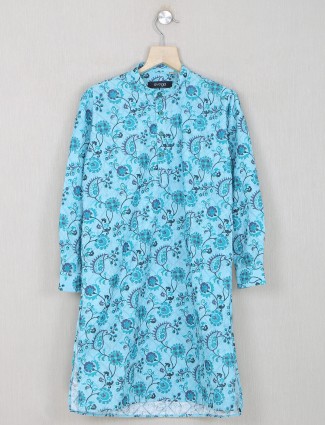 Blue cotton kurta pajama for festive wear