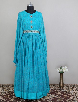 Blue georgette party wear salwar kameez for women