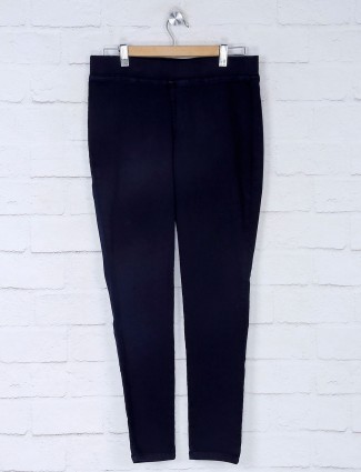 Boom navy blue casual jeggings in cotton