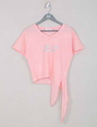 Casual peach cotton top for women