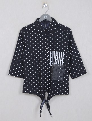 Casual wear black cotton printed top