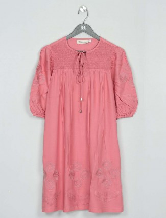 Casual wear pink cotton western top