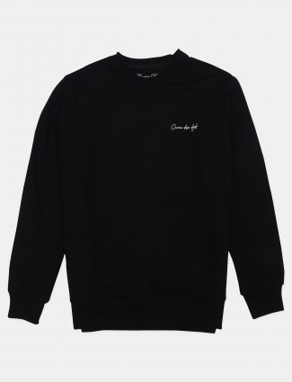 Caviar solid black half sleeves t-shirt