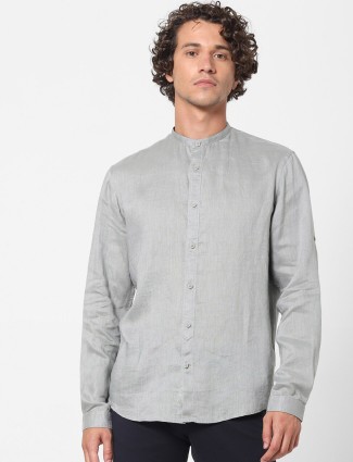 Celio solid grey cotton casual wear shirt