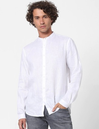 Celio solid white cotton casual shirt