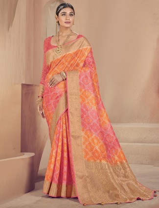 Charming multi color wedding occasions raw silk saree