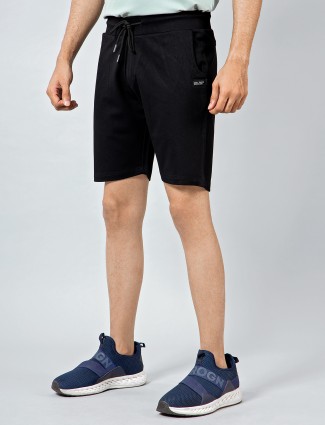 Chopstick black solid style shorts in cotton