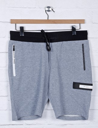 Chopstick grey cotton slim fit shorts