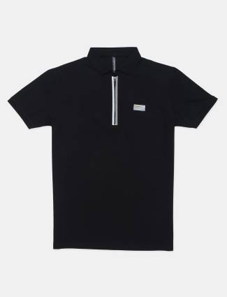 Chopstick solid black cotton slim fit t-shirt