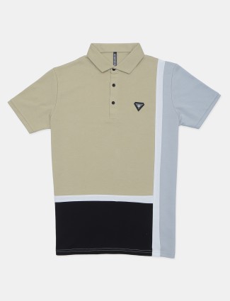 Chopstick solid casual beige polo t-shirt