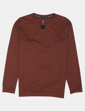 Chopstick solid style brown casual t-shirt for mens