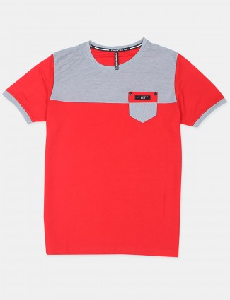 Chopstick solid style ruby red cotton t-shirt