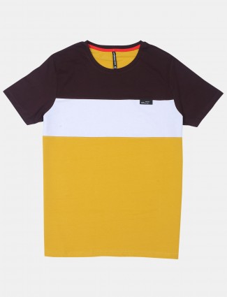 Chopstick yellow solid style mens t-shirt in cotton