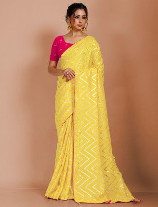 Classic yellow dola silk saree