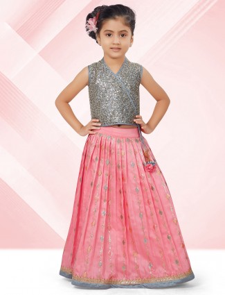 Classy pink cotton silk wedding wear lehenga choli