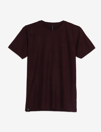 Cookyss maroon cotton half sleeve t-shirt