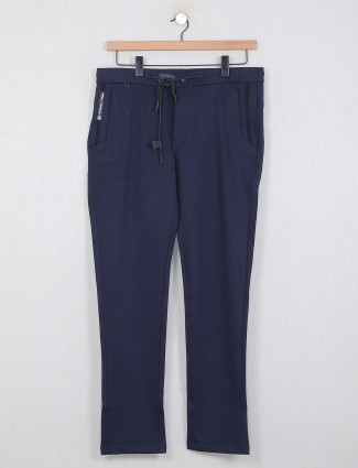 Cookyss navy narrow fit cotton mens track pant