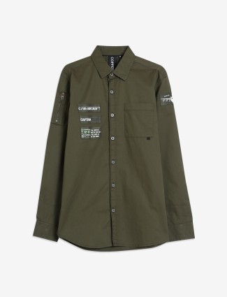 Copperstone olive cotton full sleeve shirt