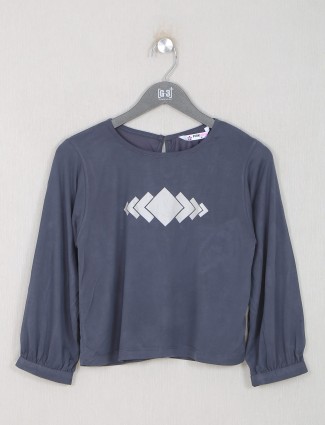 Cotton grey casual wear top for women
