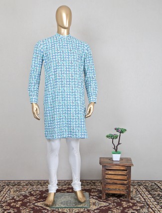 Cotton kurta set in blue color for men
