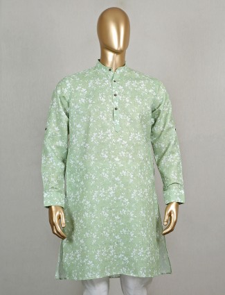 Cotton pista green festive wear pathani suit