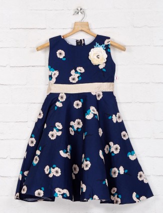 Cotton printed navy blue frock