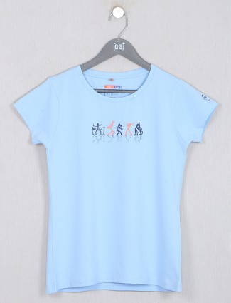 Cotton skyblue casual wear top for women