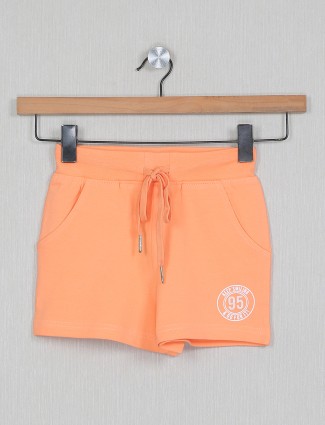 Cotton solid peach girls shorts