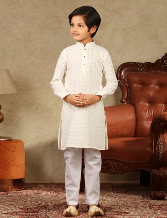 Cream designer cotton kurta suit