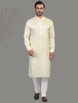 Cream solid cortton kurta suit festive wear